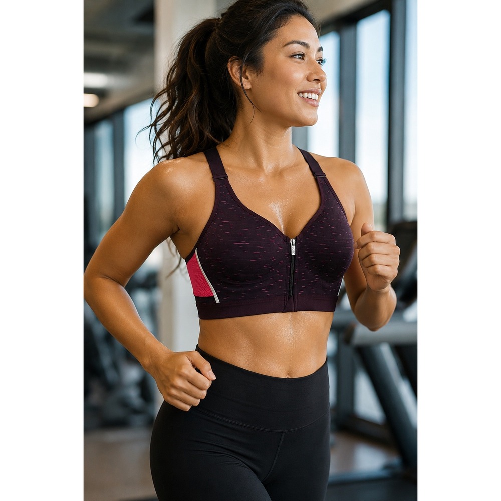 Victoria's Secret VSX Sport Front Zip Sports Bra Plum Pink 32C High Impact